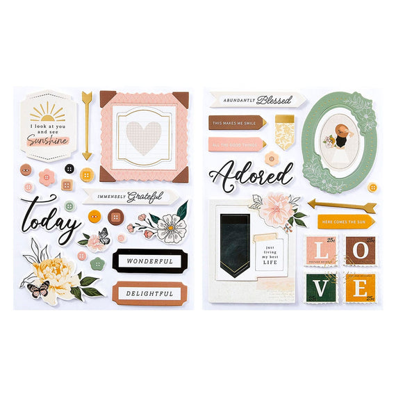 Rosie's Studio Golden Afternoon Chipboard Stickers