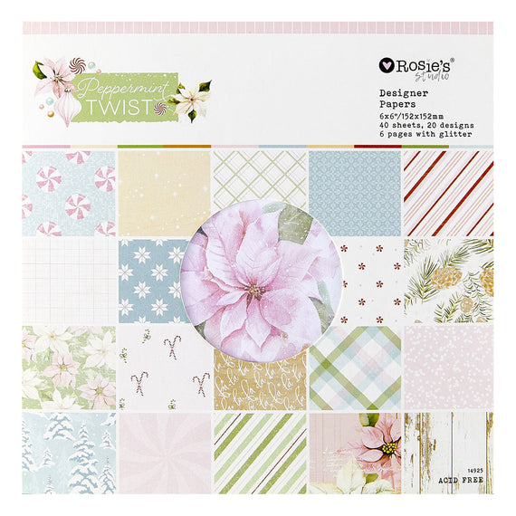 Rosie's Studio Peppermint Twist  6x6" Designer Paper Pad