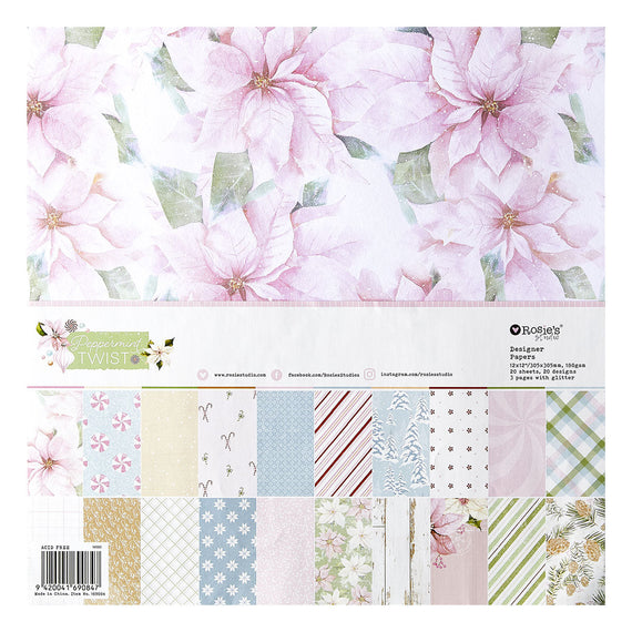 Rosie's Studio Peppermint Twist 12x12" Designer Paper Pack