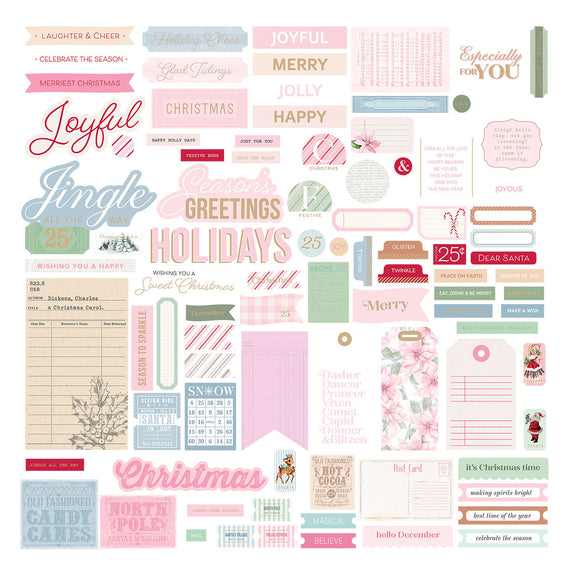 Rosie's Studio Peppermint Twist Cardstock Diecut Ephemera Sentiments
