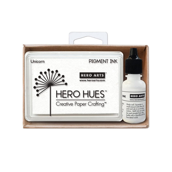 Hero Arts Unicorn White Pigment Ink + Reinker Bundle