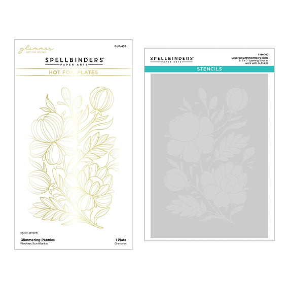 Glimmering Peonies Glimmer Plate and Stencil Bundle
