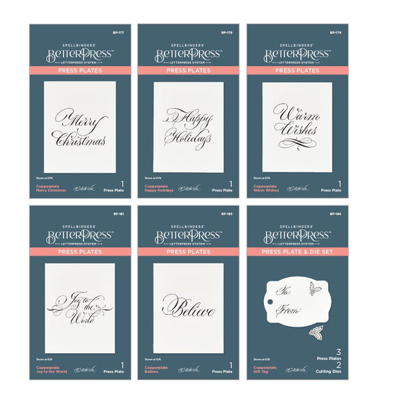 Copperplate Holiday Sentiments BetterPress Plates Bundle  by Paul Antonio