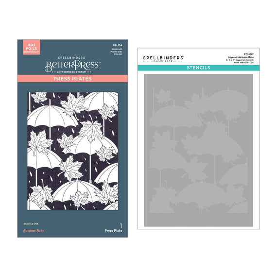 Autumn Rain BetterPress and Stencil Bundle from the Falling Leaves Collection