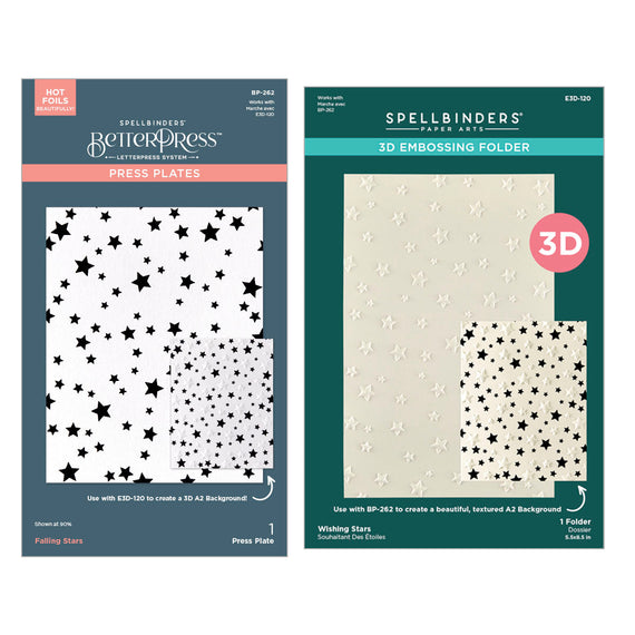 Wishing and Falling Stars 3D Embossing Folder and BetterPress Bundle