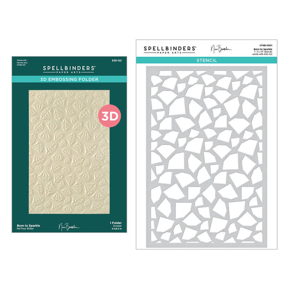 Born to Sparkle 3D Embossing Folder and Stencil Bundle from the Bougie Birthday Collection by Nina Boettcher