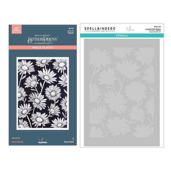 Daisy Shower BetterPress and Stencil Bundle  by Yana Smakula
