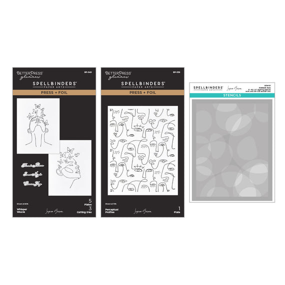 All My Senses Faces Press + Foil Plates and Stencil Bundle by Jaycee Gaspar