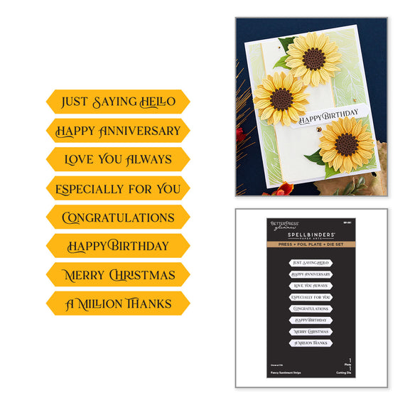 Fancy Sentiment Strips Press Plate & Die Set