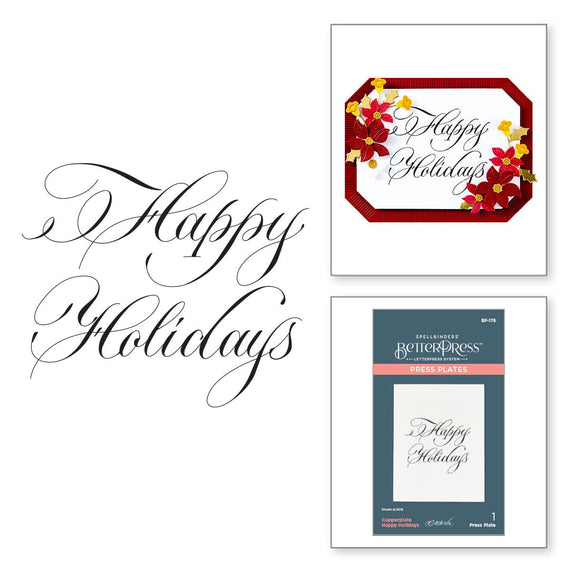 Copperplate Happy Holidays Press Plate by Paul Antonio