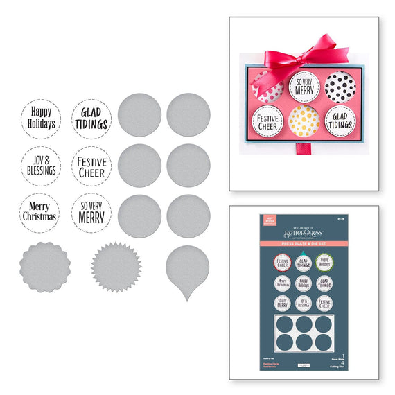 Festive Circle Sentiments Press Plates & Die Set by Lisa Horton