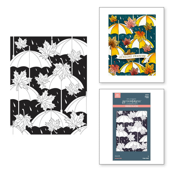 Autumn Rain Press Plate from the Falling Leaves Collection