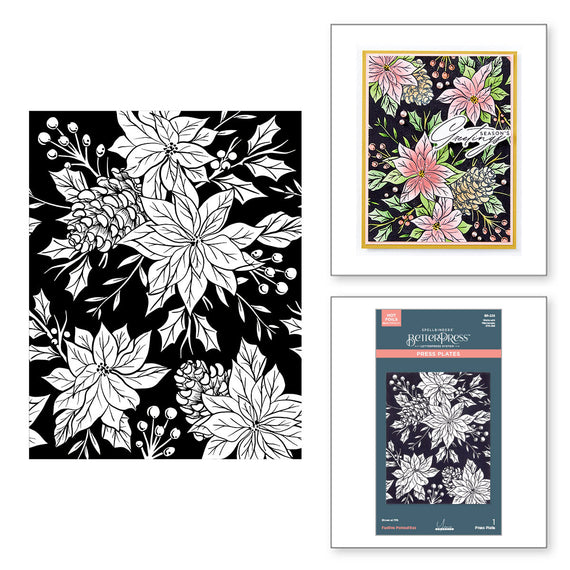 Festive Poinsettias Press Plate from the Amaryllis Christmas Collection by Yana Smakula