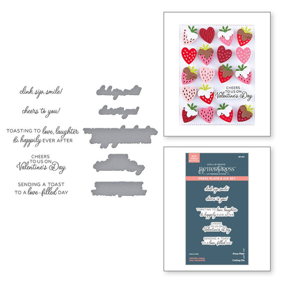Valentine Happy Hour Sentiments BetterPress Plate & Die Set