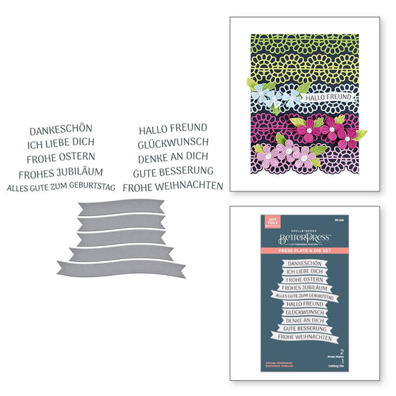 German Sentiments BetterPress Plate & Die Set