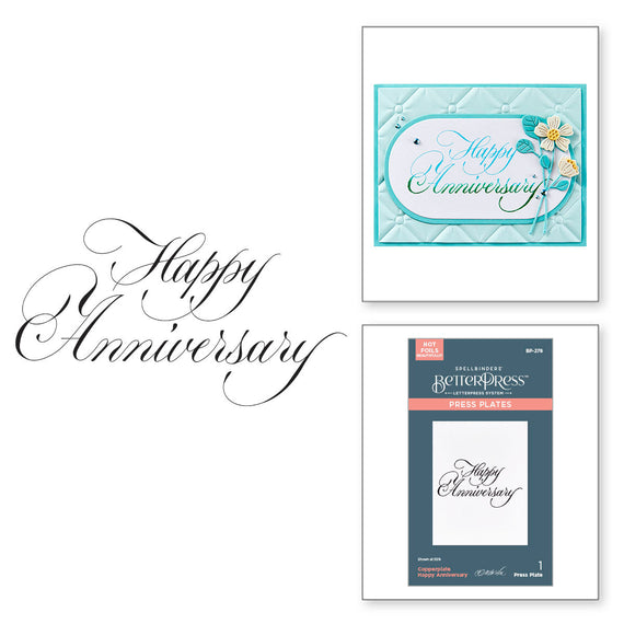 Copperplate Happy Anniversary BetterPress Plate by Paul Antonio