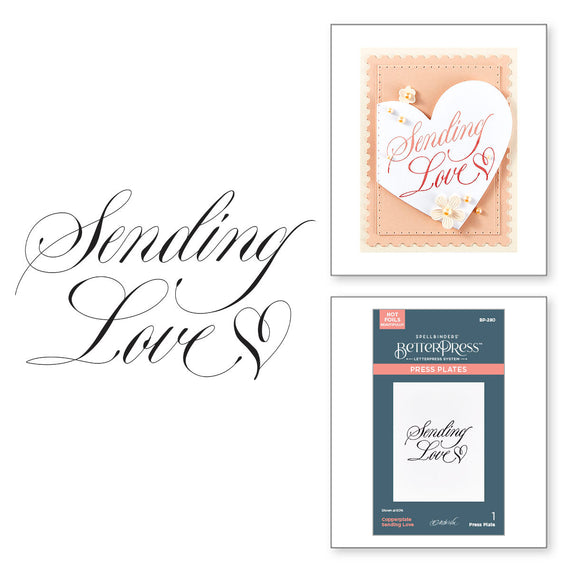 Copperplate Sending Love BetterPress Plate from the Copperplate On Your Wedding Day Collection by Paul Antonio