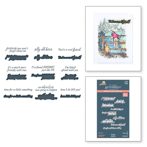 Silly Old Bear Sentiments Press Plate & Die Set in Collaboration with Simple Stories