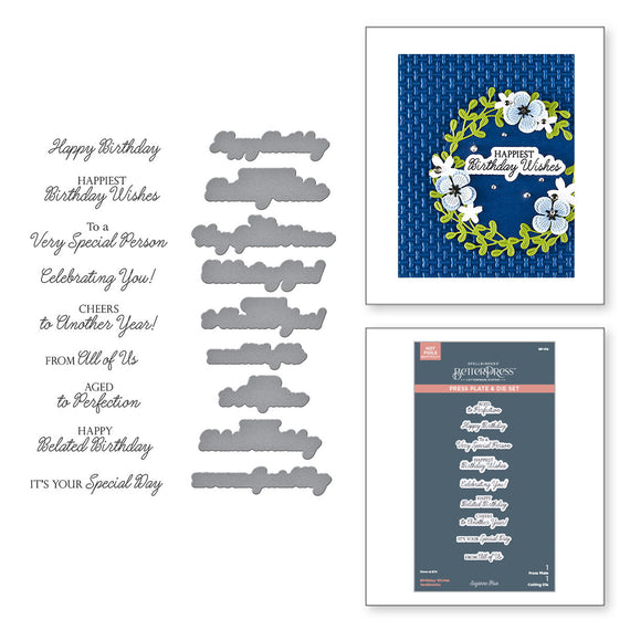 Birthday Wishes Sentiments BetterPress Plate & Die Set by Suzanne Hue