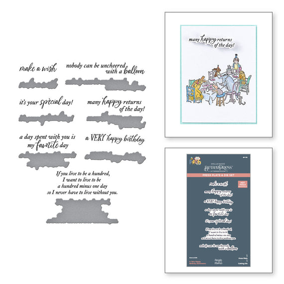 A Very Happy Birthday Sentiments Press Plate & Die Set