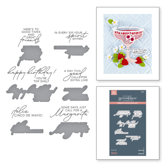Sip Sip Ole Sentiments BetterPress Plate & Die Set