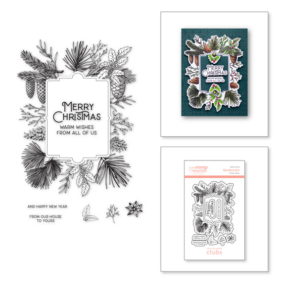 Pine Cones & Holly - Clear Stamp of the Month