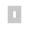 Set of metal die cut shapes with wavy border design on a white background