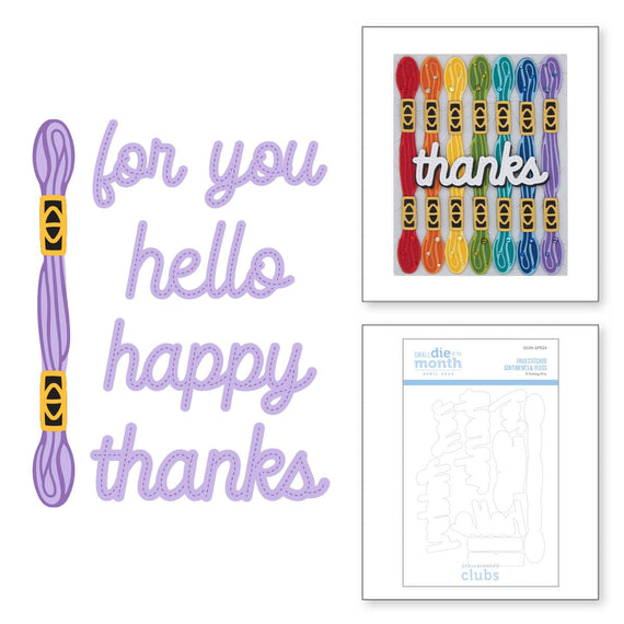 Faux Stitched Sentiments & Floss - Small Die of the Month