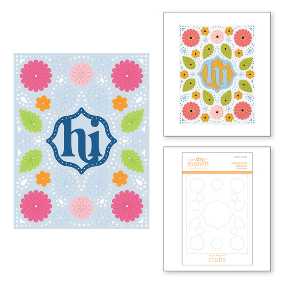 Stitched Floral Card Front- Stitching Die of the Month