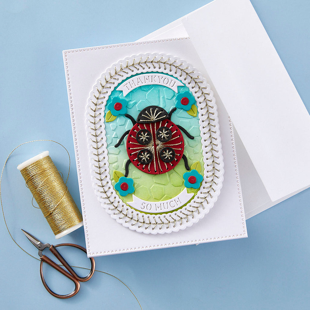 Ladybug Threading Card Stitched Ladybug - Stitching Die of the Month – Spellbinders UK