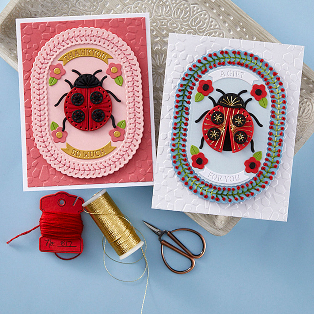 Ladybug Threading Card Stitched Ladybug - Stitching Die of the Month – Spellbinders UK