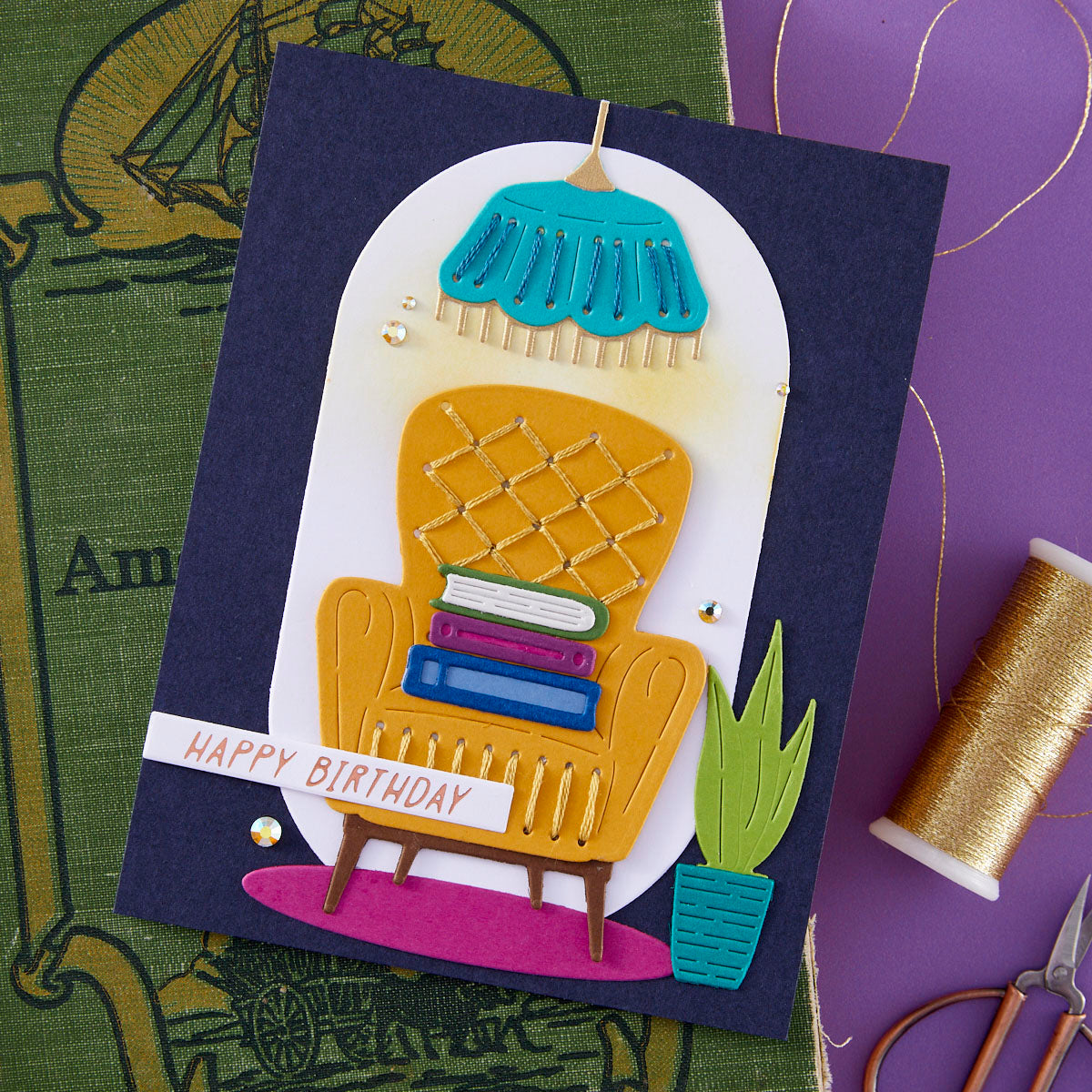 Stitched Study Nook -  Stitching Die of the Month