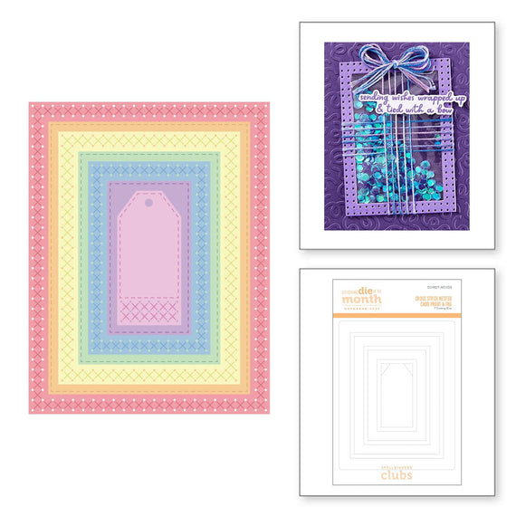 Cross Stitch Nested Card Front & Tag - Stitching Die of the Month