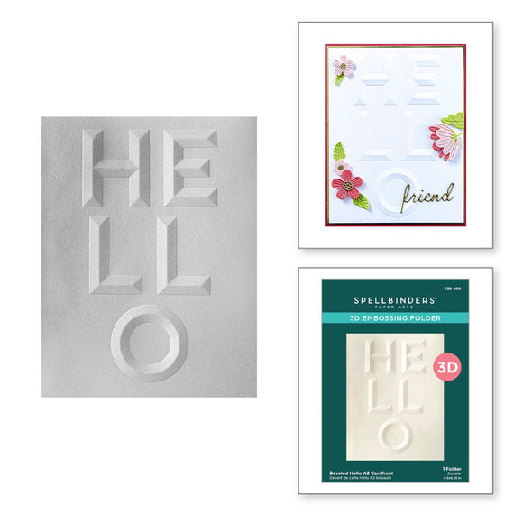 Beveled Hello A2 Cardfront 3D Embossing Folder
