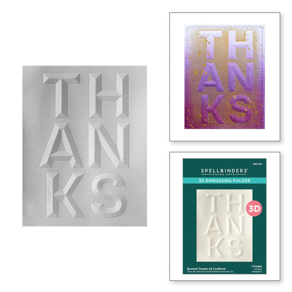 Beveled Thanks A2 Cardfront 3D Embossing Folder
