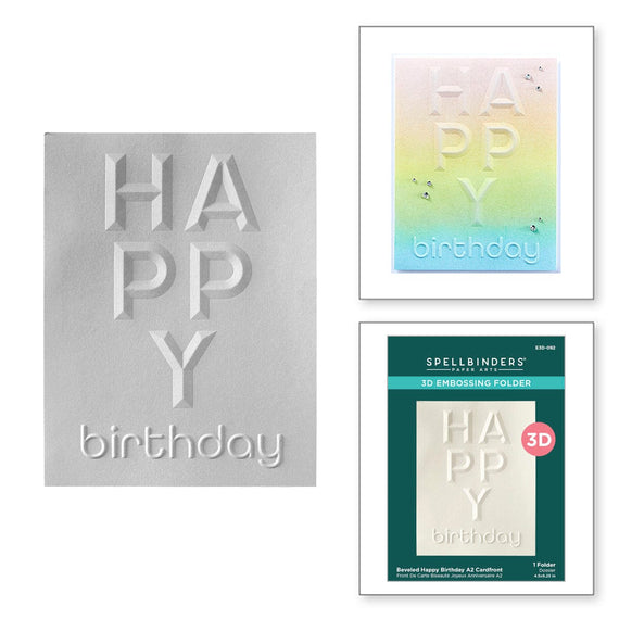 Beveled Happy Birthday A2 Cardfront 3D Embossing Folder
