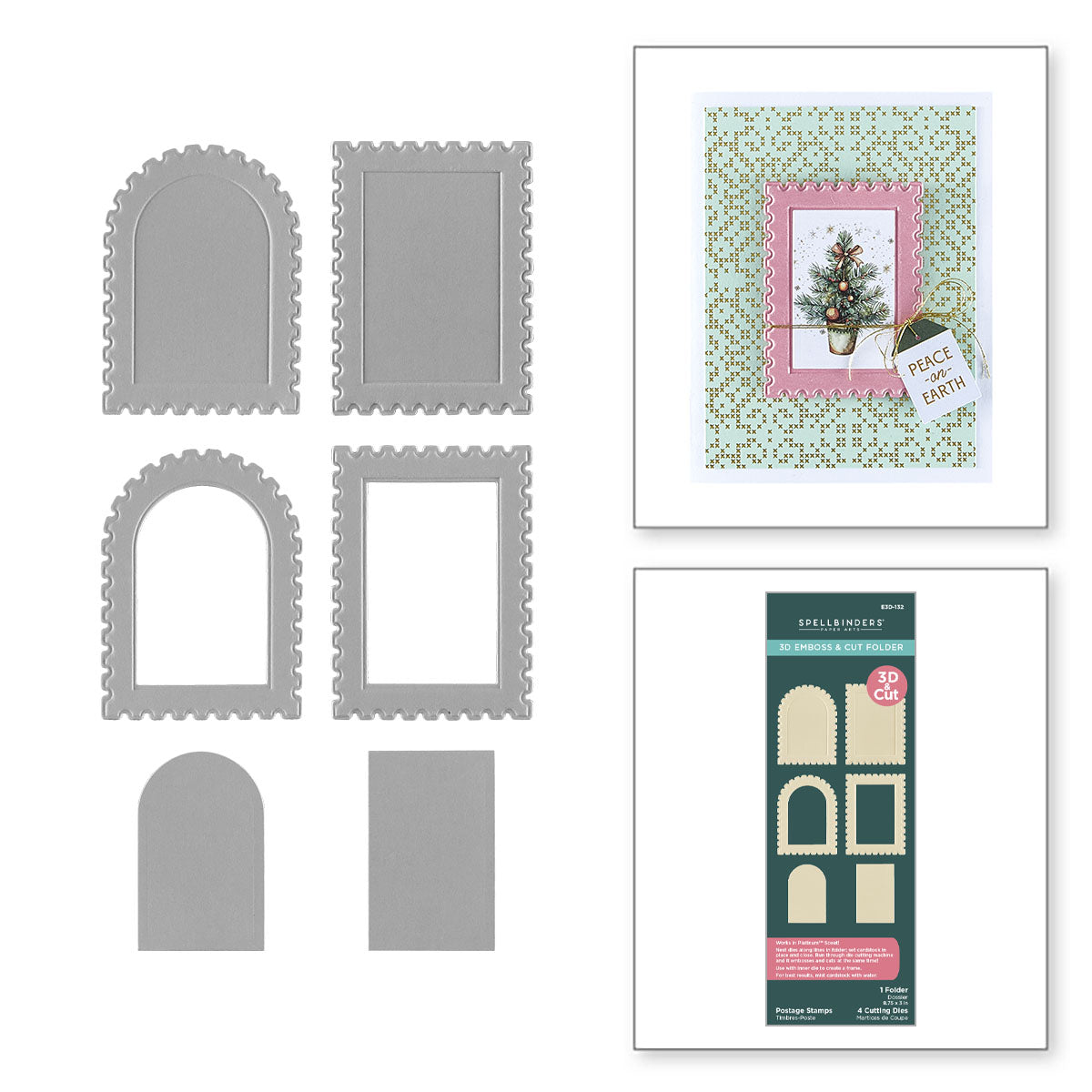 Postage Stamps 3D Emboss & Cut Folder from the Holiday Magic