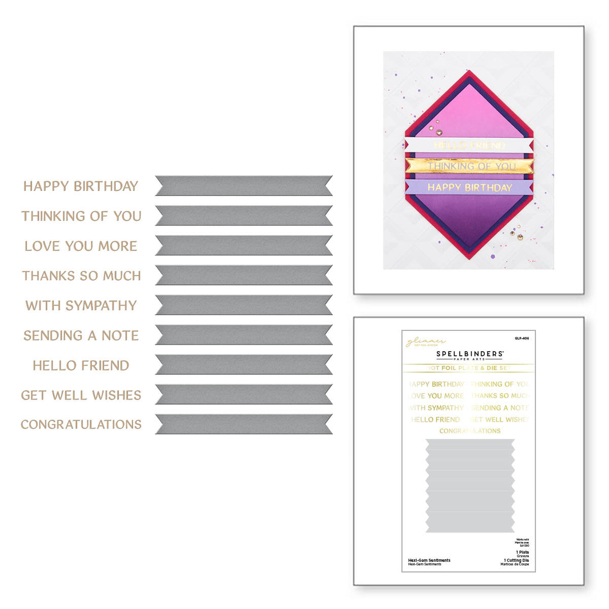 HexiGem Sentiments Glimmer Hot Foil Plate & Die Set from the HexiGems