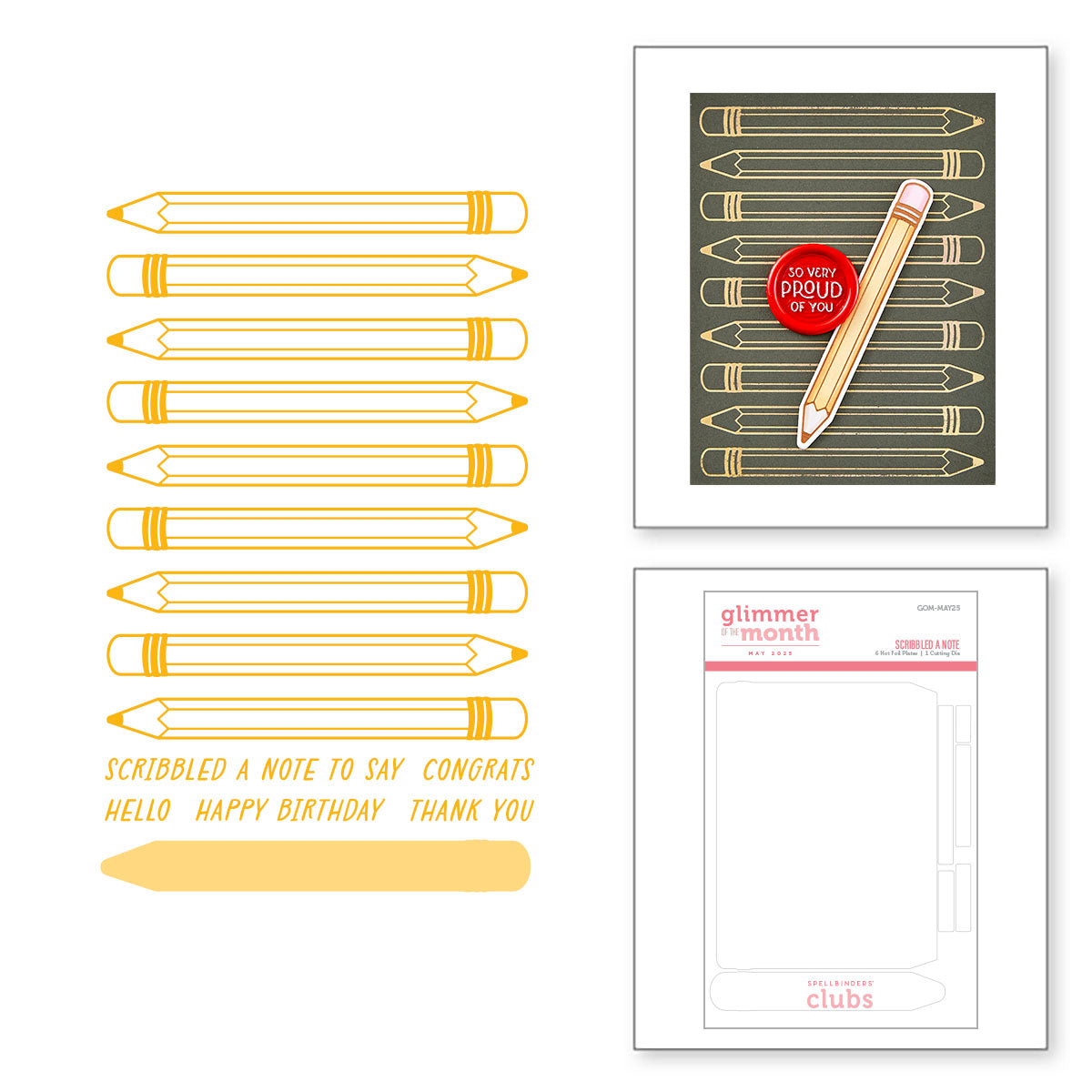 Scribbled A Note -  Glimmer Hot Foil Kit of the Month (Plates & Die Only)