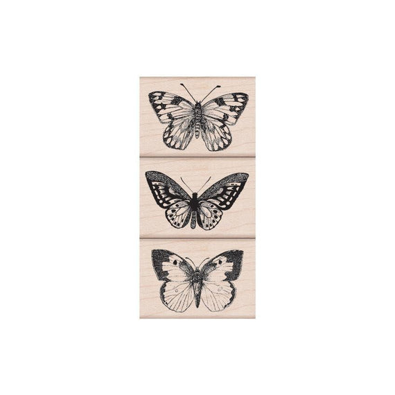 Hero Arts Three Artistic Butterflies Wood Stamps