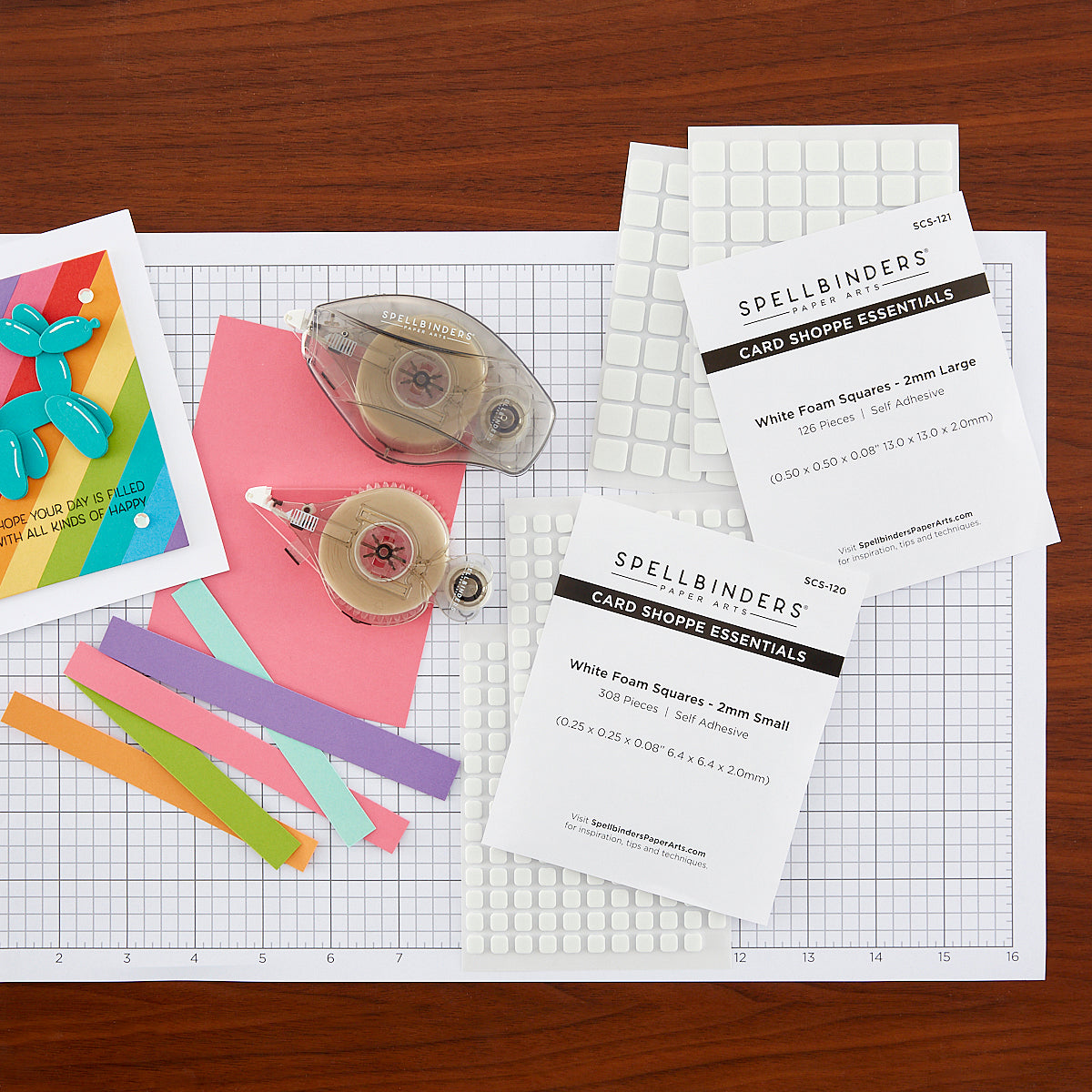 Adhesives Bundle - Tape Runner, Refill Strips, Small & Medium White Foam Squares