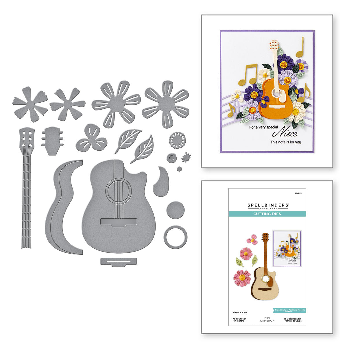 Spellbinders Mini Mini Guitar Etched Dies from the Bibi's Musical Notes Collection by ...