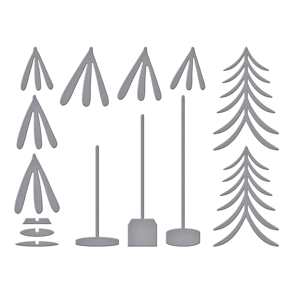 Whimsical Bottle Brush Trees Etched Dies from the Timeless Trees