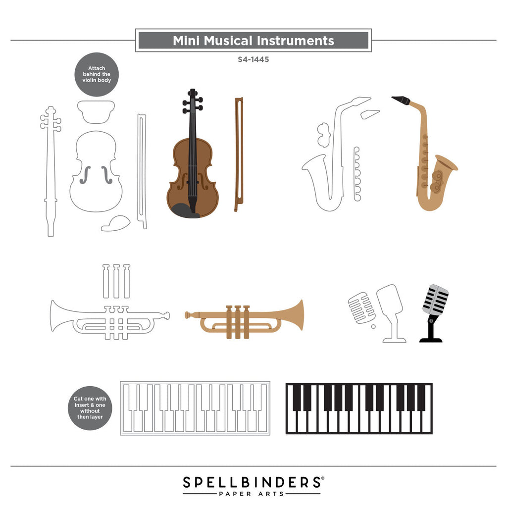 Mini Usable Instruments Mini Musical Instruments Etched Dies from the Bibi's Musical Notes ...