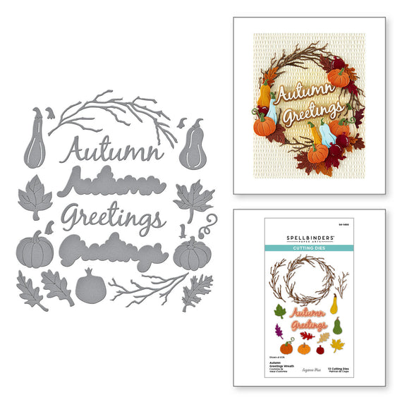 Autumn Greetings Wreath Etched Dies by Suzanne Hue