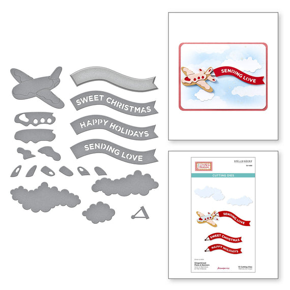 Gingerbread Plane & Banners Etched Dies by Stamperia