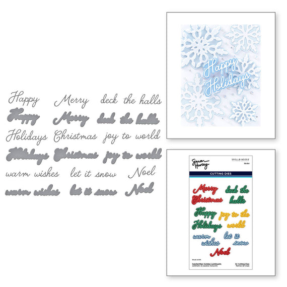Handwritten Holiday Sentiments Etched Dies by Simon Hurley