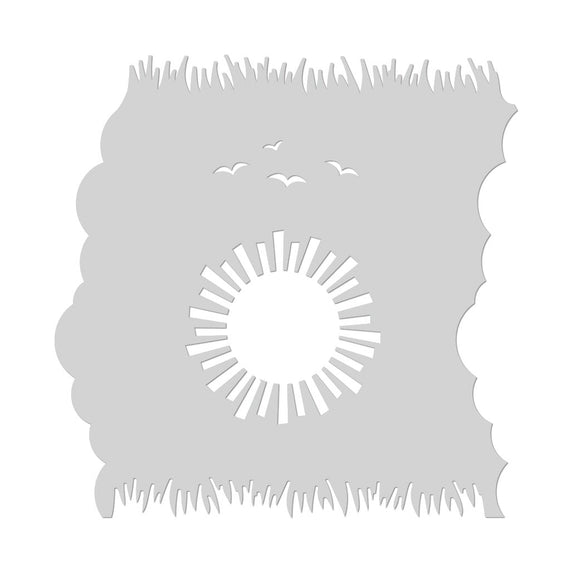 Hero Arts Clouds and Grass Scenic Stencil