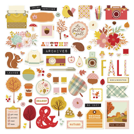 Autumn Archives Chipboard Die Cut Stickers by Kelly Bangs