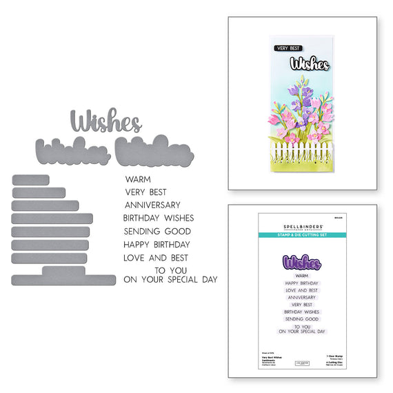 Very Best Wishes Sentiments Clear Stamp & Die Set by Lisa Horton